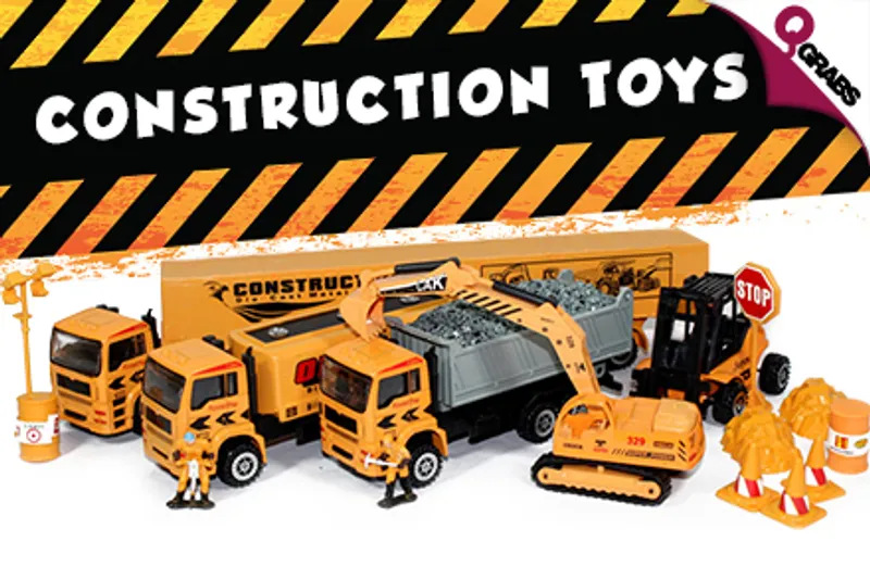 From QR65 Provide Hours of Fun with Sets of Friction-Powered, Die Cast Construction Vehicle Toys! (Up to QR300 Value)